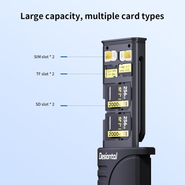 2 in 1 Micro SD Card Reader Case TF Card Holder Carrying Case,Dual Card Reader,Memory Card Organizer Waterproof with OTG,6 TF/4 SD/2 SIM Cards Computer ipad iPhone/Android Smartphone (US-DK10PRO) - Image 9