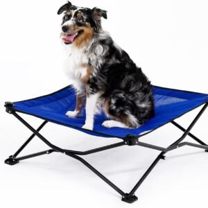 Coolaroo On-The-Go Elevated Dog Bed – Foldable Pop-Up Travel Dog Bed with Breathable, Moisture-Resistant Fabric, Carry Bag Included, Lightweight & Portable, Aquatic Blue, Medium