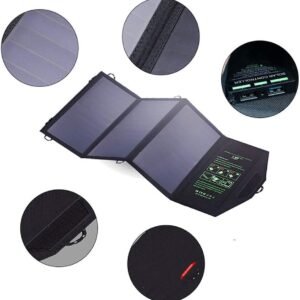 AIZYR Foldable 21W Solar Panel Charger, Lightweight Camping Gear Solar Powered Charger with 2 USB Port for Portable Power Station Generator and USB Devices