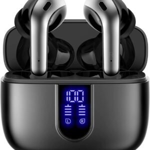 True Wireless Earbuds Bluetooth Headphones 60H Playback LED Power Display Headphones with Wireless Charging Case IPX5 Waterproof in-Ear Earbuds with Mic for Laptop,Sports, TV & Smart Phones. New.