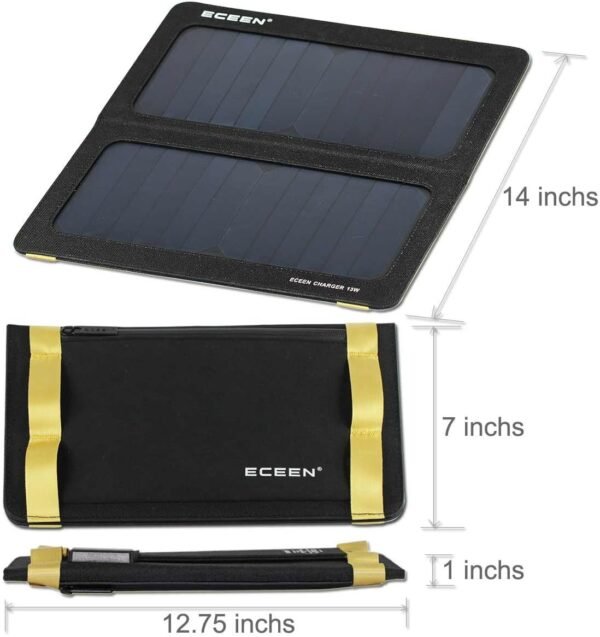 Solar Phone Charger for iPhone, ECEEN 13W Portable Solar Charger with Kickstand for iPhones, Smartphones, Tablets, GPS Units, Speakers, Gopro Cameras, and Other Devices Camping Gadgets Emergency Kit - Image 8