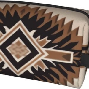 Travel Toiletry Bag for Women Men Leather Makeup Bag Large Portable Travel Organizer Native American Cosmetic Bag with Hanging Hook Travel Bathroom Bag Zipper Pouch Purse