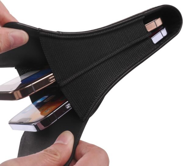 Cell Phone Waist Belt Bag Mens Leather, Mobile Phone Pouch Leather, Large Capacity Cellphone Waist Pack Belt Loop Holster Wallet Carrying Case Pocket Handbag Bumbag Holster with Card Holder - Image 5