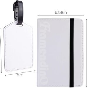 Framendino, 4 Pack Sublimation Passport Cover and Luggage Tag Set Leather Blank Tavel Book Holder Wallet with Travel ID for Business