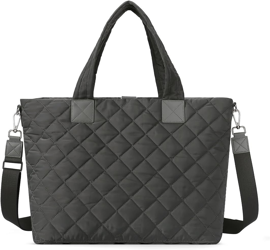 WESTBRONCO Tote Bag for Women with Zipper Large Puffer Quilted Tote Bag for Travel Gym Work