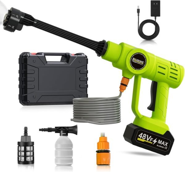 900PSI Cordless Pressure Washer, Portable 48V Power Washer with 3.0Ah Dual Batteries and 6-in-1 Nozzle, for Car, Fence, Floor, Patio Cleaning and Plant Watering