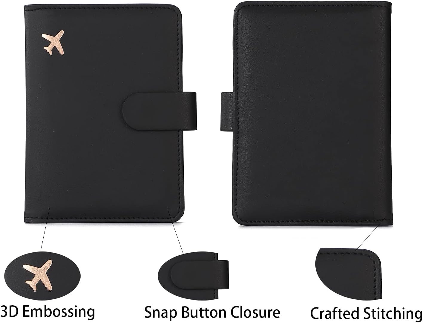 Melsbrinna Rfid Passport Holder for Travel women/Men, Cute Passport Wallet Rfid Blocking Card Slots, Rfid Passport Cover/CaseTravel Wallet, Passport Book Holder (1, Black) - Image 5