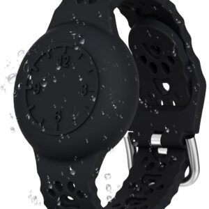 Compatible with Airtag Bracelet for Kids Waterproof Air tag Holder for Kids, Adjustable Soft Silicone Full Coverage Design, Lightweight GPS Tracker Holder Compatible with Apple Air Tag Band for Child