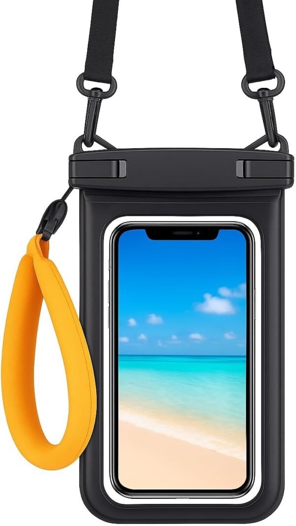 Waterproof Phone Pouch with Floating Strap – Universal Case for iPhone & Samsung – Fits up to 7” Phones – Clear PVC – 2 Pocket Design – Beach, Swim, Kayak Use