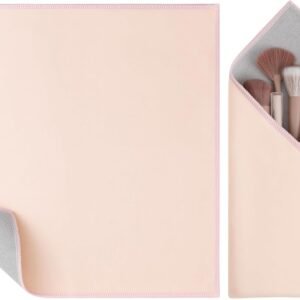 DUcare Self Adhesive Magic Makeup Bag, Portable Protective Cosmetic Pouch, Camera Lens Wrap Travel Organizer for Beauty Essentials, Gifts & Daily Use (Pink 13.5 Inch)