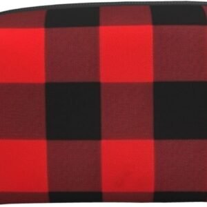 Travel Toiletry Bag for Women Men Leather Makeup Bag Large Portable Travel Organizer Buffalo Check Cosmetic Bag with Hanging Hook Travel Bathroom Bag Zipper Pouch Purse