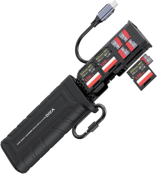 VRIG High-Speed SD Card Reader USB 3.1 Type-C SD/TF Card Carrying Case Holder for Cameras, Smartphones, Drones, Action Cameras