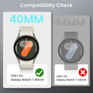 Goton [2 in 1] Waterproof Case for Samsung Galaxy Watch 7 6 5 4 FE 44mm 40mm, 360° Protective Hard PC Front & Back Bumper with Tempered Glass Screen Protector for Galaxy Watch Cover 7 40mm Black
