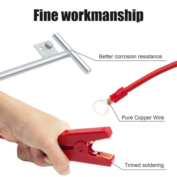 Electric Fence Wire - Grounding Rod for Solar Powered Energizers, Alligator Clip Lead Wire for Electric Fence Chargers, Ideal for Generator Use - Image 3
