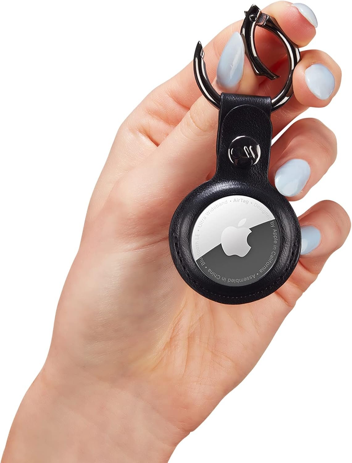 Case-Mate AirTag Keychain Holder - Durable Vegan Leather Air Tag Key Ring w/ Heavy Duty Ring Clip - Protective Case for AirTag Holder for Dog Collar, Keys, Luggage, Backpack - Black - Image 7