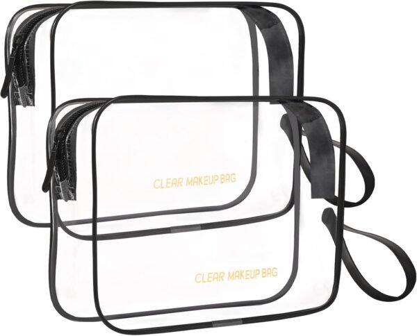 Clear Makeup Bag,2 Pack TSA Approved Toiletry Bag Travel Toiletry Bag Hanging Makeup Cosmetic bag for Women Men (Black). - Image 8