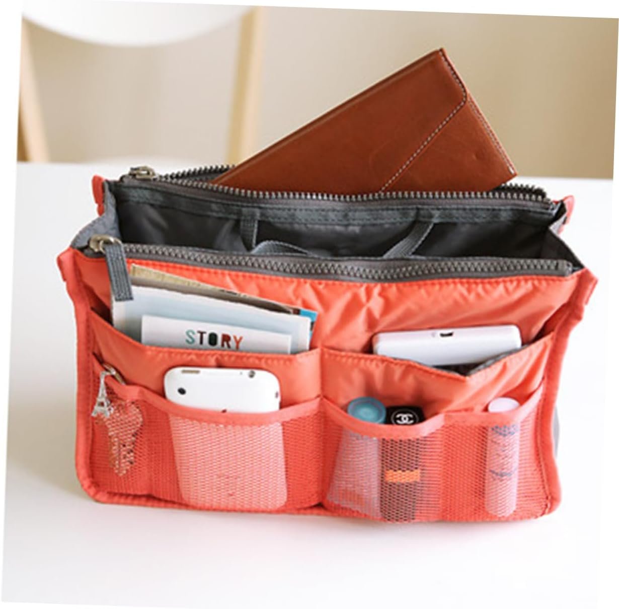 Didiseaon Double Zipper Travel Toiletry Bag Portable Wash Bag Pockets Organizing Holder for Cosmetics Keys Wallet for Home Travel Business - Image 5