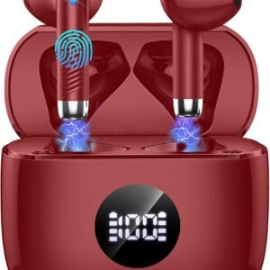 Wireless Earbuds, Bluetooth 5.4 Headphones LED Power Display Ear Buds Bass Stereo, Bluetooth Earbuds in-Ear Noise Cancelling Mic, 40H Playback Mini Case IP7 Waterproof Sports Earphones for Android iOS