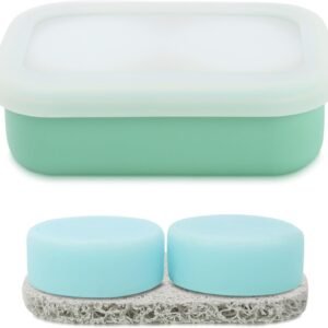 Leak Proof Travel Soap Case,Solid Shampoo Bar Holder, Silicone Soap Container with Draining Layer, Portable Bar Soap Holder for Bathroom, Camping, Gym, Easy to Clean (Green, Large)