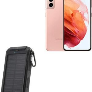 BoxWave Power Bank Compatible with Samsung Galaxy S21 – Solar Rejuva PowerPack (10000mAh), Solar Powered Backup Power Bank 10000mAh – Jet Black