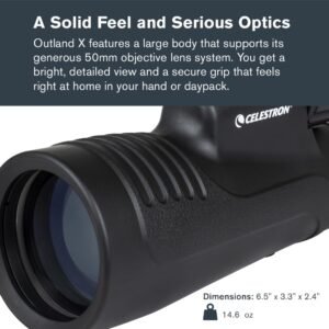 Celestron – Outland X 10×50 Monocular – Includes Smartphone Adapter – Large 50mm Objective Lens – Multi-Coated Optics – BaK-4 Prism –Waterproof & Fogproof – Tripod Adaptable – Belt Case Included