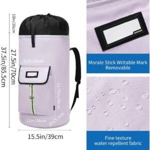 laundry bag backpack,extra-large heavy duty laundry bags,laundry backpack for college students,drawstring closure (Light purple laundry bag backpack)