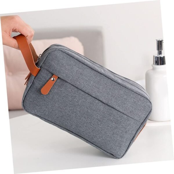Travel Toiletries Bag for Men Portable Wash Bag with Multiple Pockets Compact Design for Easy Access and Organization for Travel Essentials Gray - Image 7