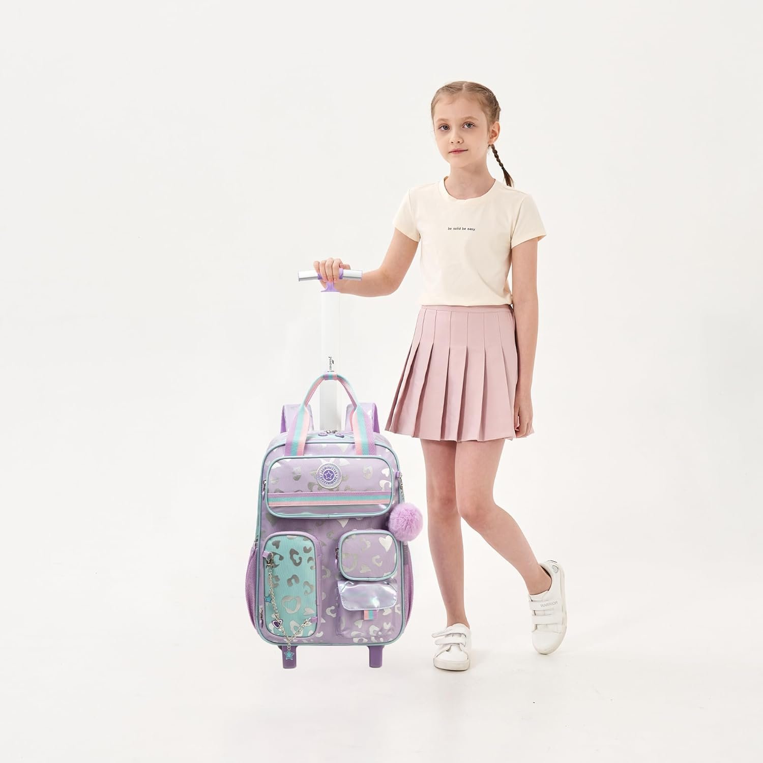 3pcs Teens Rolling Backpack Cute Wheeled, Trolley School Bag with Star Glitter, Travel Roller Backpack with Wheels School Bookbag - Image 6