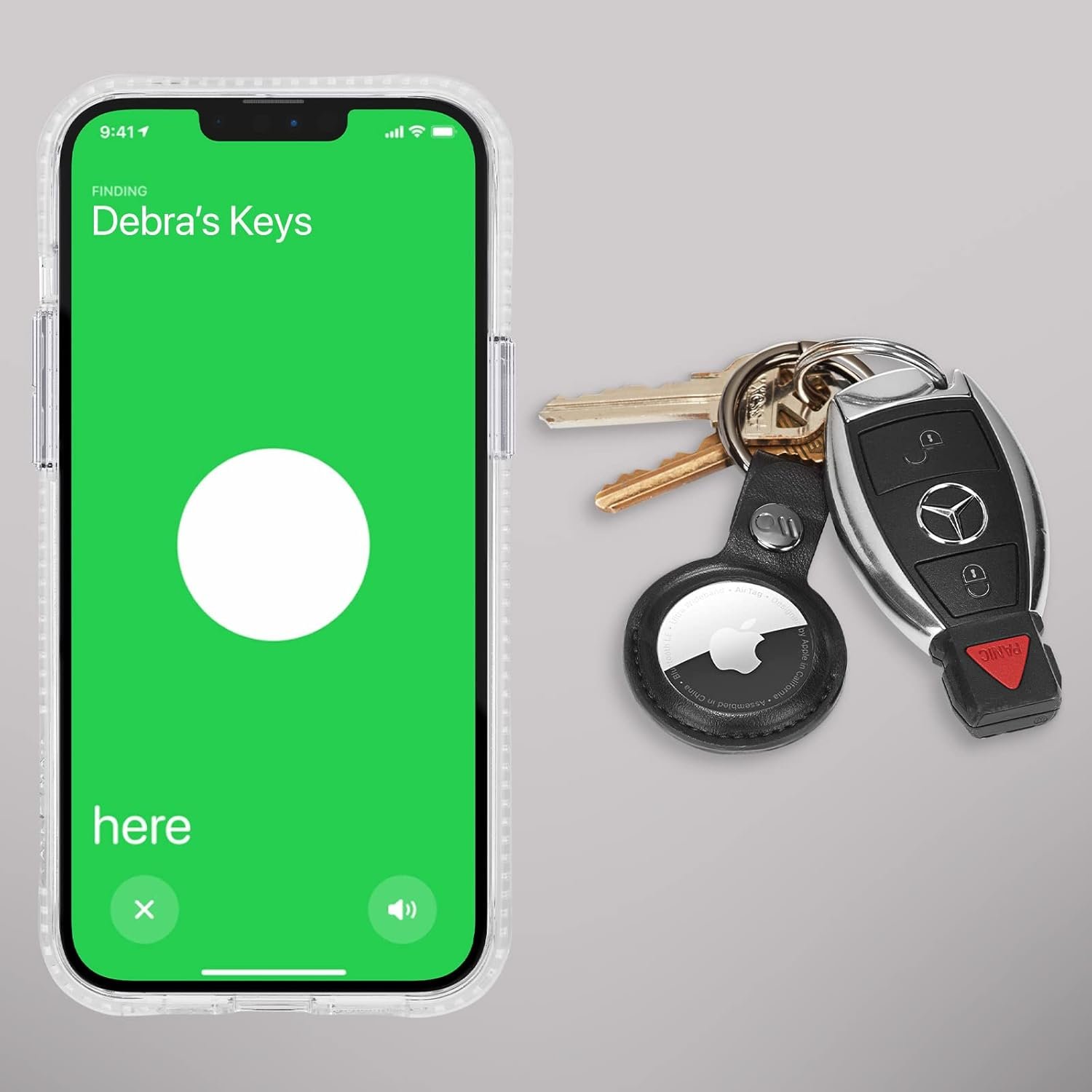 Case-Mate AirTag Keychain Holder - Durable Vegan Leather Air Tag Key Ring w/ Heavy Duty Ring Clip - Protective Case for AirTag Holder for Dog Collar, Keys, Luggage, Backpack - Black - Image 4