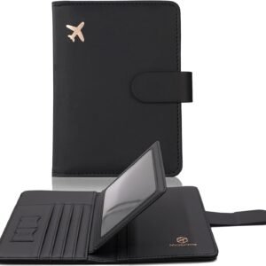 Melsbrinna Rfid Passport Holder for Travel women/Men, Cute Passport Wallet Rfid Blocking Card Slots, Rfid Passport Cover/CaseTravel Wallet, Passport Book Holder (1, Black)