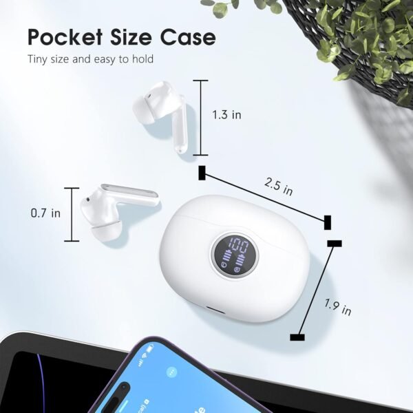 Wireless Earbuds, 2025 Bluetooth 5.3 Headphones, 50H Playback Deep Bass Stereo Ear Buds with LED Power Display Charging Case, IPX5 Waterproof in-Ear Earbuds for Smart Phone Laptop Computer Sports - Image 5