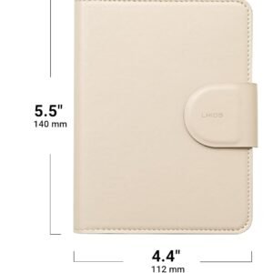 LHiDS Leatherette Passport Holder with RFID Protection, Premium PU Leather, Snap Button Closure, Travel Passport Wallet Cover for Passport, Boarding Passes, Business Cards, Cash (Apricot)