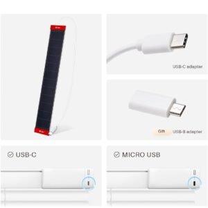 2PCS Solar Panels 3.4W 6V Charge for Motorized Blinds with USB-C Connector for Lithium Battery Operated Shades