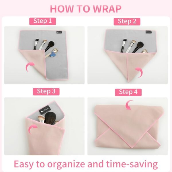 DUcare Self Adhesive Magic Makeup Bag, Portable Protective Cosmetic Pouch, Camera Lens Wrap Travel Organizer for Beauty Essentials, Gifts & Daily Use (Pink 13.5 Inch) - Image 4