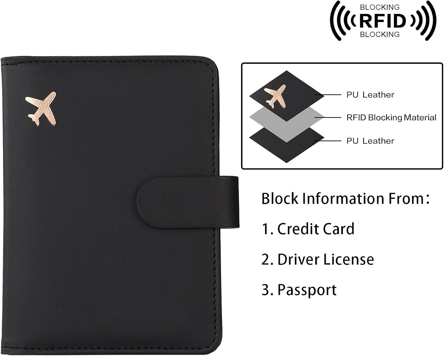 Melsbrinna Rfid Passport Holder for Travel women/Men, Cute Passport Wallet Rfid Blocking Card Slots, Rfid Passport Cover/CaseTravel Wallet, Passport Book Holder (1, Black) - Image 4
