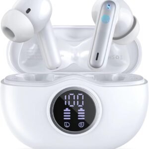 Wireless Earbuds, 2025 Bluetooth 5.3 Headphones, 50H Playback Deep Bass Stereo Ear Buds with LED Power Display Charging Case, IPX5 Waterproof in-Ear Earbuds for Smart Phone Laptop Computer Sports