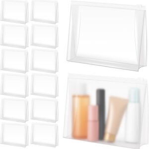 Circloophs 80 Pack Small Clear Makeup Bag Bulk Organizer Cosmetic Zipper Pouch Small Travel Pouches for Toiletries Transparent EVA Reusable Wash Bags Waterproof Plastic Clear Gift Bags, Frosted, 7.9”