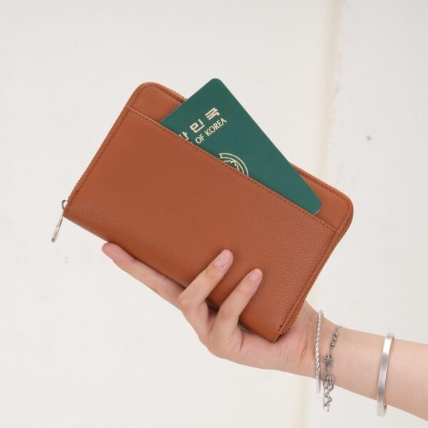 WASON Leather Zipper Travel Passport Wallet Holder RFID Blocking Cover, Passport case Pocket Slot for Card, Cash, ID, Boarding Pass and Ticket for Men, Women and Family Trips (Brown) - Image 6