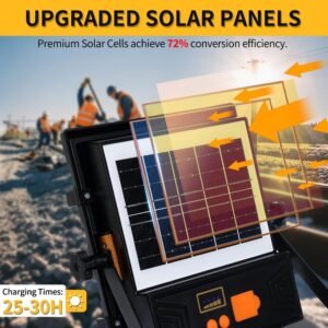 39000LM Rechargeable LED Work Lights with Stand,120H Runtime Solar Work Light with Remote Control IP65 Waterproof, Led Work Light 360° Adjustable Construction Lights for Outdoor,Workshop,Garage