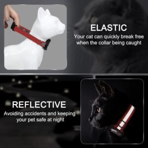 Reflective AirTag Cat Collar, Integrated Cat Tracker Collar with Air Tag Holder and Bell, Safety Elastic Band Cat GPS Collars for Girl Boy Cats, Kittens and Puppies (Red, S)
