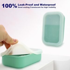 Leak Proof Travel Soap Case,Solid Shampoo Bar Holder, Silicone Soap Container with Draining Layer, Portable Bar Soap Holder for Bathroom, Camping, Gym, Easy to Clean (Green, Large)