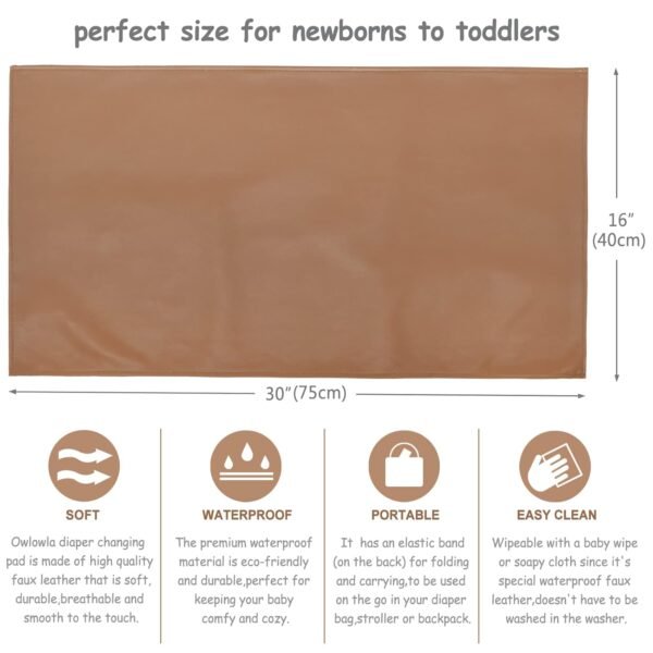 Owlowla Baby Diaper Changing Pad Portable Changing Mat Travel Changing Pad Liner for Baby and Small Toddler(Beige&Brown) - Image 4