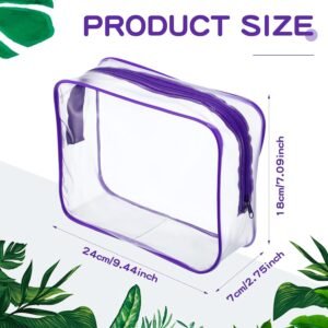 Weewooday 12 Pieces Clear Makeup Bags Cosmetic Storage Bags PVC Zipper Pouches Travel Waterproof Makeup Plastic Case for Women Organizing Toiletries Traveling Bathroom(Large,Purple)