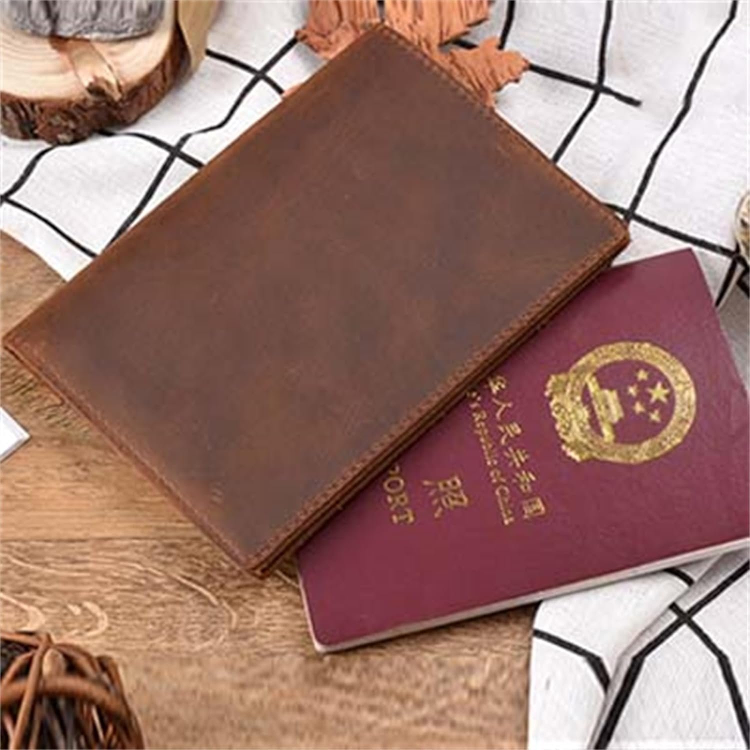 Vintage Pull-Up Leather Passport Holder – Genuine Full-Grain Travel Wallet for Men & Women – RFID Blocking Card Slots – Fits Tickets, Boarding Pass, ID - Image 5