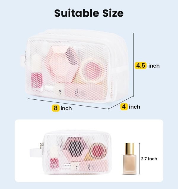 Vorspack Small Travel Toiletry Bag - Translucent Toiletry Bag for Women Hanging Toiletries Bag for Men Water Resistant Doop Kit Travel Bag for Toiletries Accessories - White - Image 2