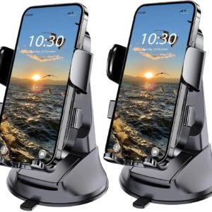Boat Phone Mount, Suction Cup Boat Cell Phone Holder Marine Heavy Duty Dash Universal Desk Waterproof Boating Phone Holder for Kayak Sailing Marine Marina for iOS Android Smartphone (2PCS)