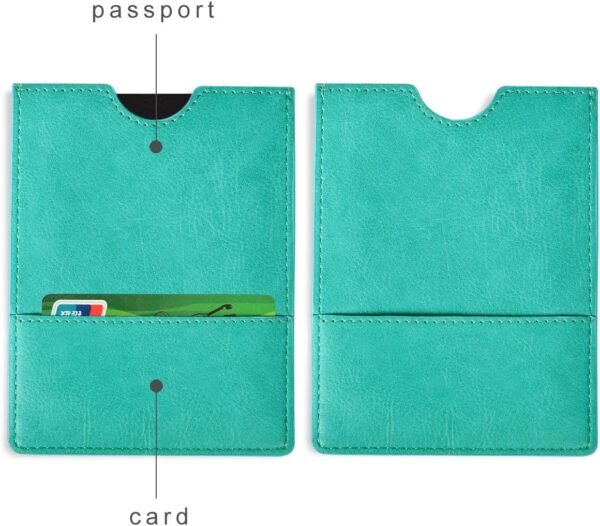 XEYOU Passport Holder Cover - Ultra Slim Premium Vegan Leather Travel Wallet Case Cover (Green) - Image 2