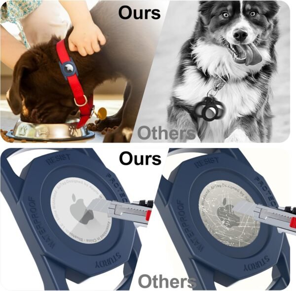 SANKALA Airtag Dog Collar Holder, [1 Pack] Waterproof Airtag Case for Dog Collar, TPU & Silicone Full Body Covered Anti-Lost Apple Air Tag Collar Holder Protective Airtag Case for Pet Collar, Blue - Image 6