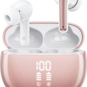 Wireless Earbuds, Bluetooth Ear Buds Headphones with LED Charging Case, Deep Bass Stereo Sound, 40 Hours Playtime, IP7, Lightweight in-Ear Earphones for iPhone Android Sports Workout