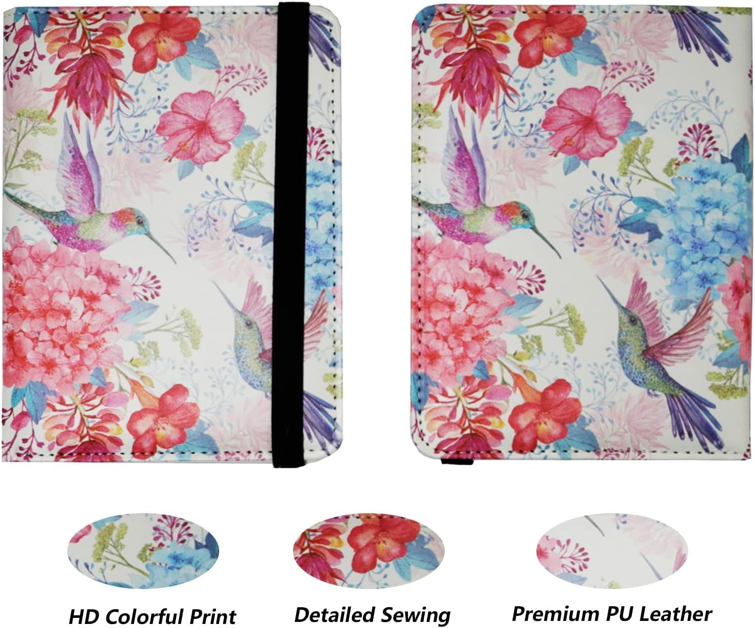 Watercolor Hummingbirds Passport and Vaccine Card Holder Combo Travel Passport Cover Case for Mens Womens Leather Passport Wallet - Image 2